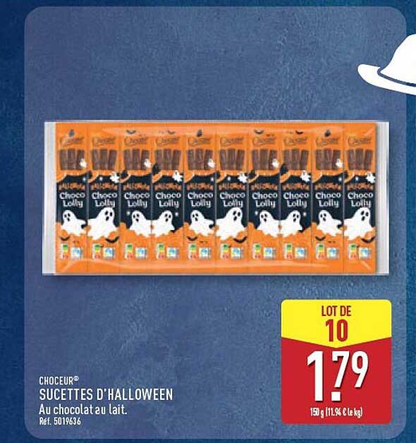 CHOCEUR® SUCETTES D'HALLOWEEN Au chocolat au lait. Ref. 5019636