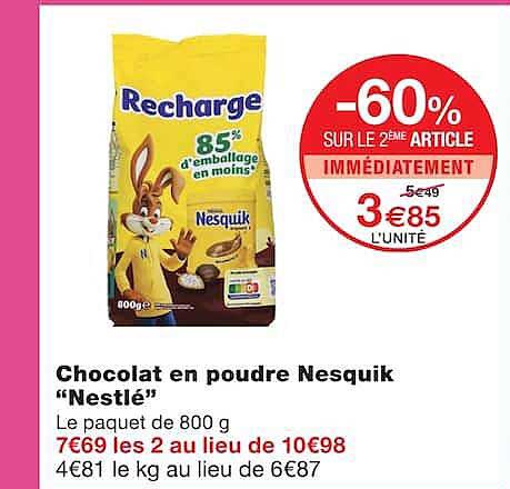 Chocolat en poudre Nesquik "Nestlé"
