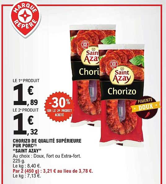 Chorizo de qualité supérieure pur porc “Saint Azay”
