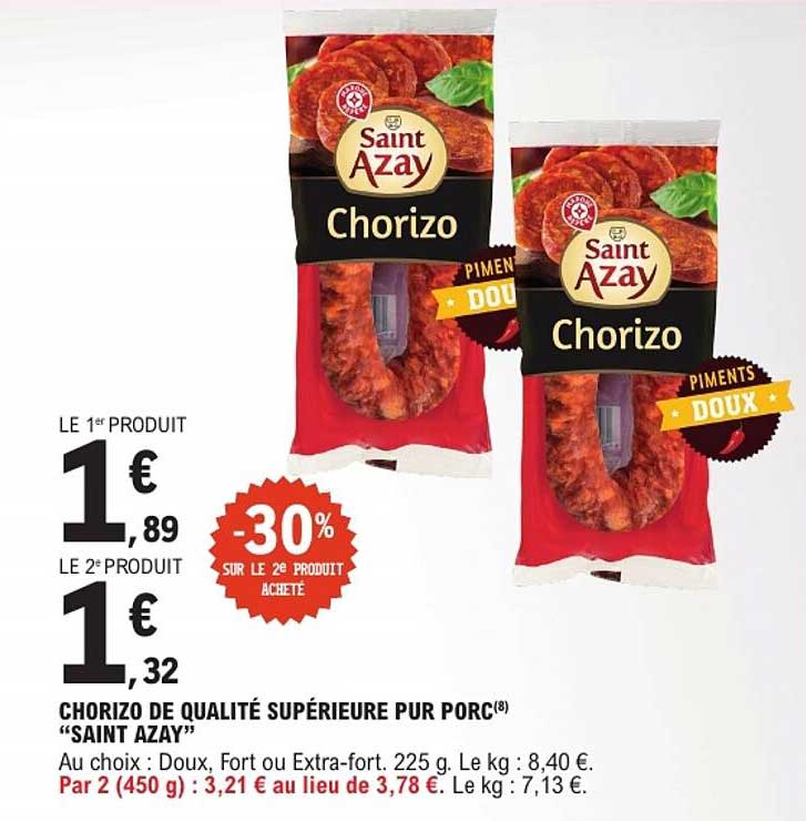 Chorizo de qualité supérieure pur porc “Saint Azay”