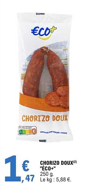CHORIZO DOUX “ÉCO+” 250 g.