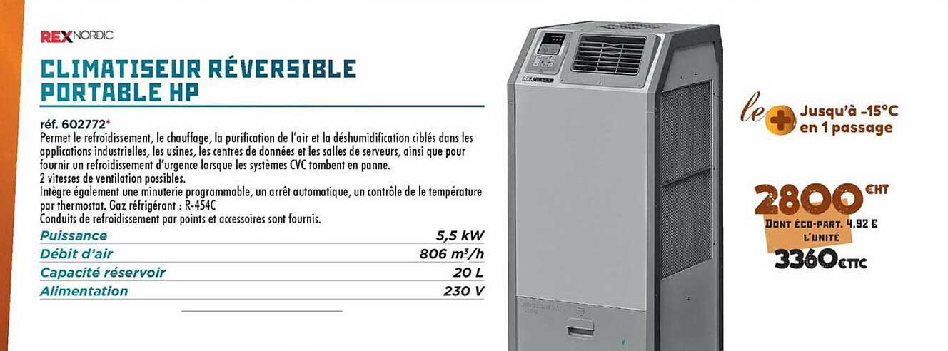 CLIMATISEUR RÉVERSIBLE PORTABLE HP