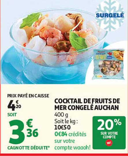 COCKTAIL DE FRUITS DE MER CONGELE AUCHAN 400 g