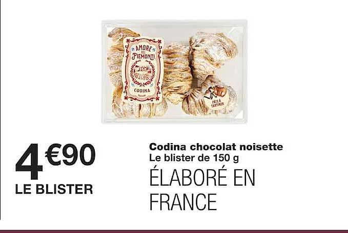 Codina chocolat noisette Le blister de 150 g ÉLABORÉ EN FRANCE