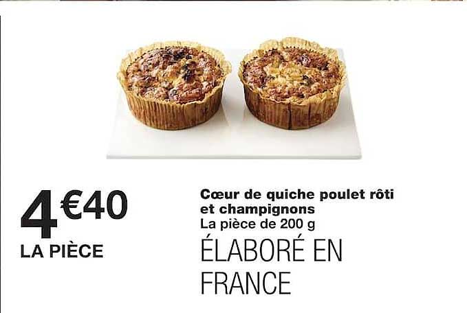 Cœur de quiche poulet rôti et champignons