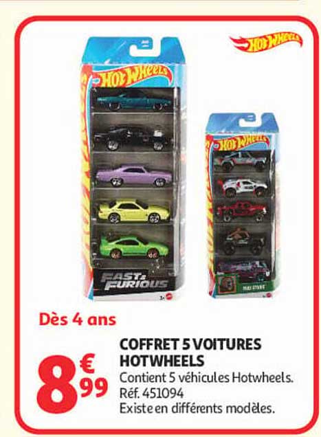 COFFRET 5 VOITURES HOTWHEELS