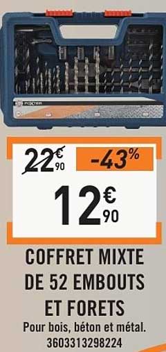 COFFRET MIXTE DE 52 EMBOUTS ET FORETS