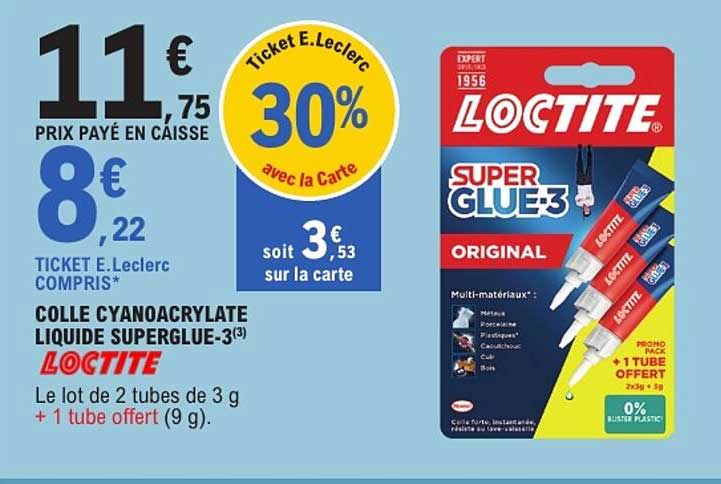 COLLE CYANOACRYLATE LIQUIDE SUPERGLUE-3 LOCTITE