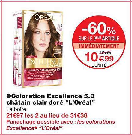 Coloration Excellence 5.3 châtain clair doré “L’Oréal”