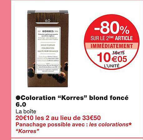 Coloration “Korres” blond foncé 6.0