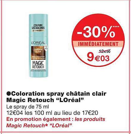 Coloration spray châtain clair Magic Retouch “L’Oréal”