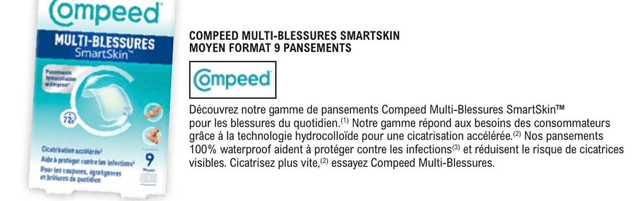 COMPEED MULTI-BLESSURES SMARTSKIN MOYEN FORMAT 9 PANSEMENTS