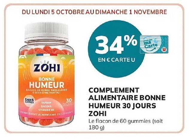 COMPLÉMENT ALIMENTAIRE BONNE HUMEUR 30 JOURS ZOHI