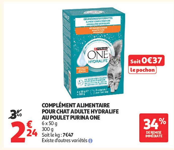 COMPLÉMENT ALIMENTAIRE POUR CHAT ADULTE HYDRALIFE AU POULET PURINA ONE