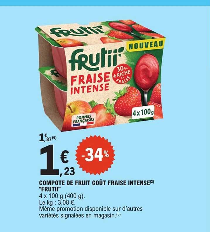 COMPOTE DE FRUIT GOÛT FRAISE INTENSE "FRUITI"