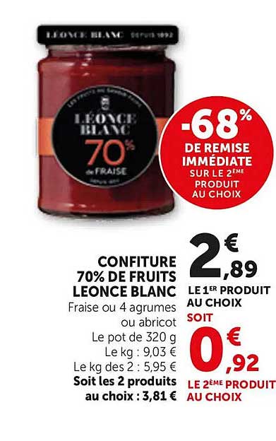 CONFITURE 70% DE FRUITS LEONCE BLANC
