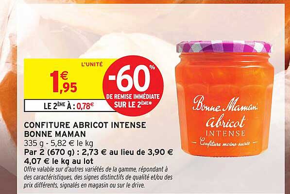CONFITURE ABRICOT INTENSE BONNE MAMAN