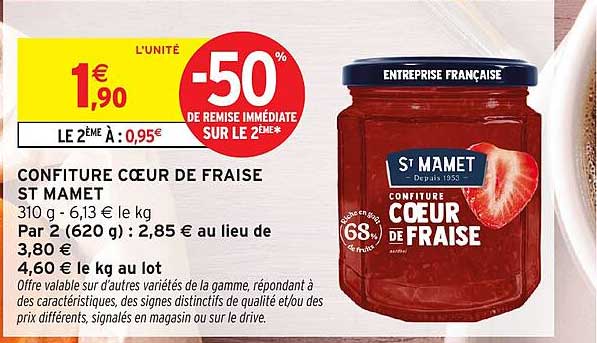 CONFITURE COEUR DE FRAISE ST MAMET