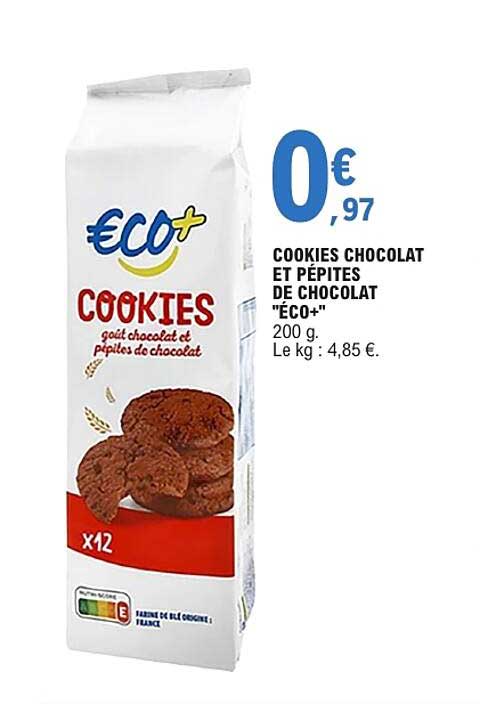 COOKIES CHOCOLAT ET PÉPITES DE CHOCOLAT "ÉCO+"