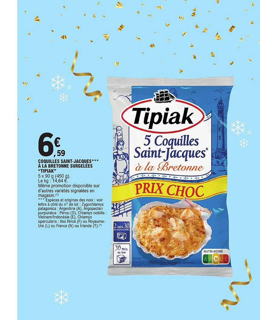 Coquilles Saint-Jacques à la bretonne surgelées "Tipiak"