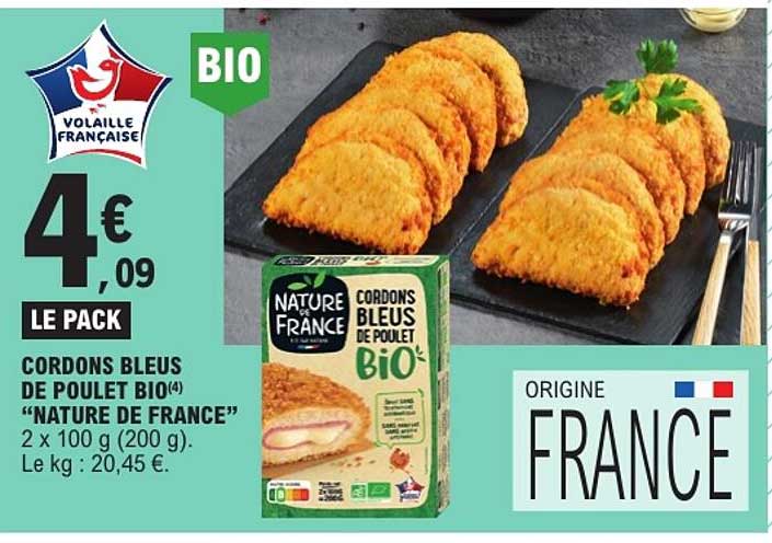CORDONS BLEUS DE POULET BIO “NATURE DE FRANCE”