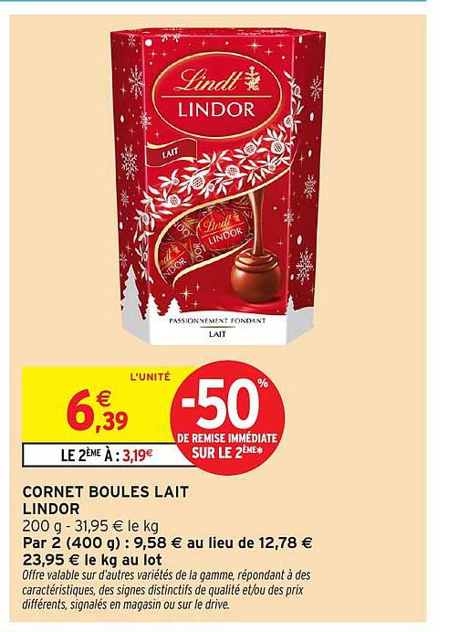 CORNET BOULES LAIT LINDOR