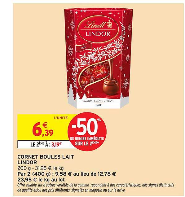 CORNET BOULES LAIT LINDOR