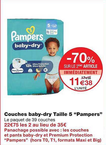 Couches baby-dry Taille 5 “Pampers”