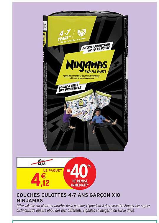 COUCHES CULOTTES 4-7 ANS GARÇON X10 NINJAMAS