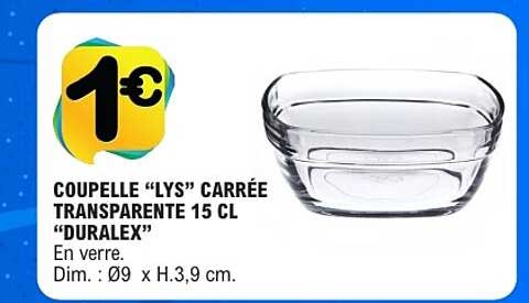 COUPELLE “LYS” CARRÉE TRANSPARENTE 15 CL “DURALEX”