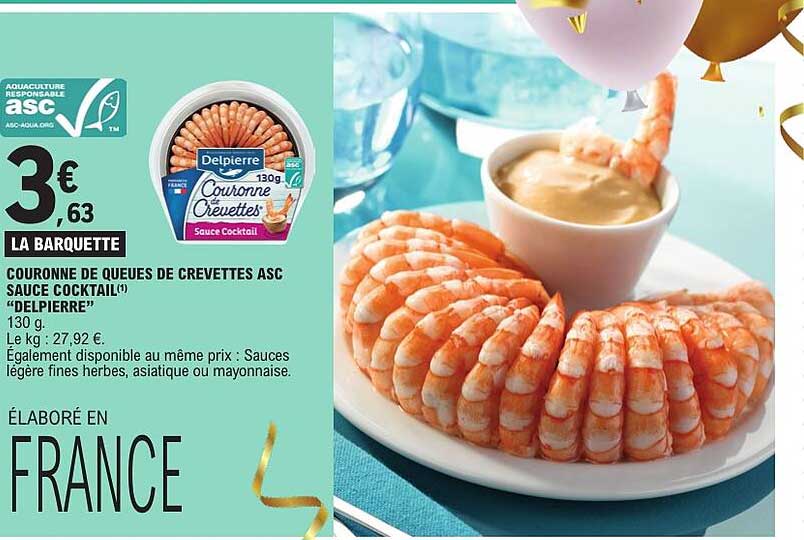 COURONNE DE QUEUES DE CREVETTES ASC SAUCE COCKTAIL "DELPIERRE"