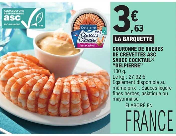 COURONNE DE QUEUES DE CREVETTES ASC SAUCE COCKTAIL "DELPIERRE"