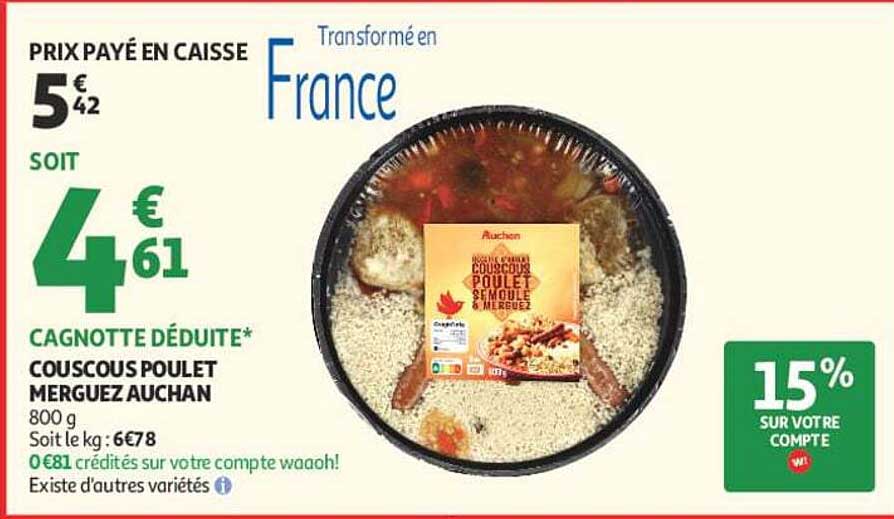COUSCOUS POULET MERGUEZ AUCHAN