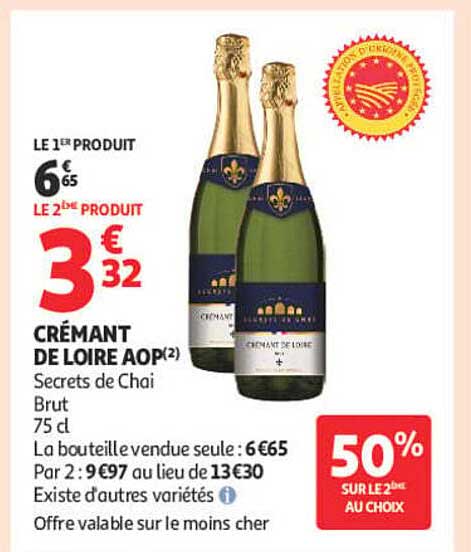 CRÉMANT DE LOIRE AOP Secrets de Chai Brut 75 cl
