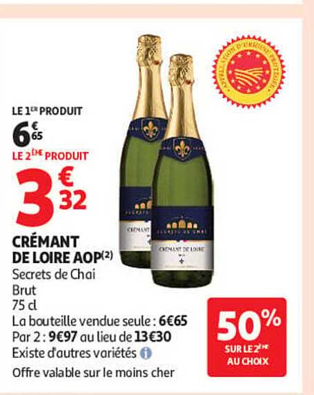 CRÉMANT DE LOIRE AOP(2) Secrets de Chai Brut 75 cl