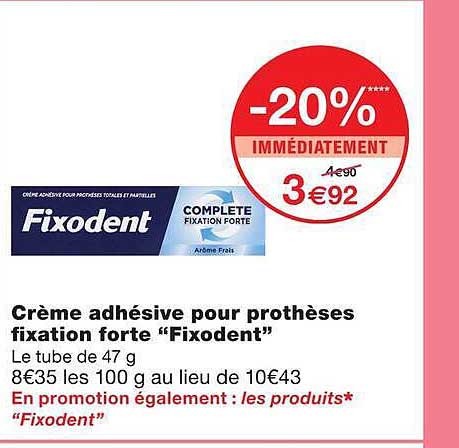 Crème adhésive pour prothèses fixation forte “Fixodent”