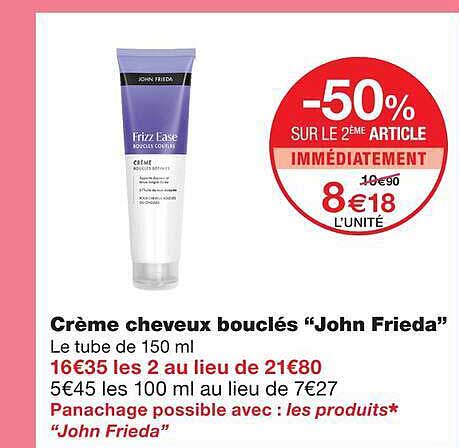 Crème cheveux bouclés “John Frieda”
