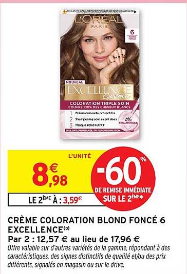 CRÈME COLORATION BLOND FONCÉ 6 EXCELLENCE(b)