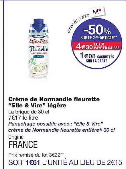 Crème de Normandie fleurette “Elle & Vire” légère