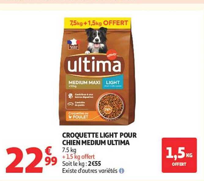 CROQUETTE LIGHT POUR CHIEN MEDIUM ULTIMA