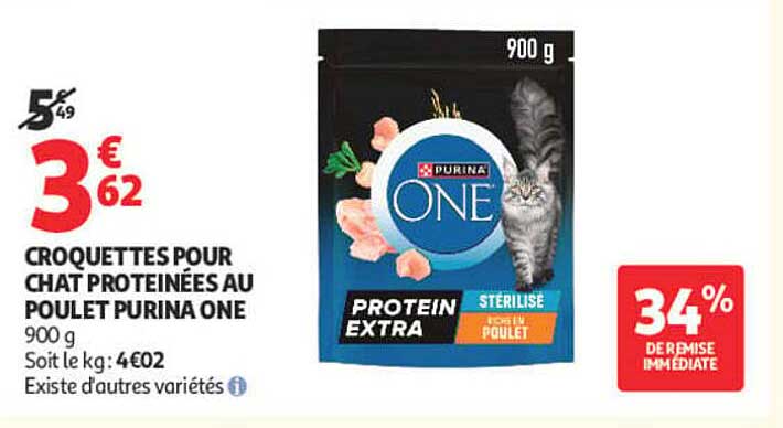 CROQUETTES POUR CHAT PROTÉINÉES AU POULET PURINA ONE 900 g