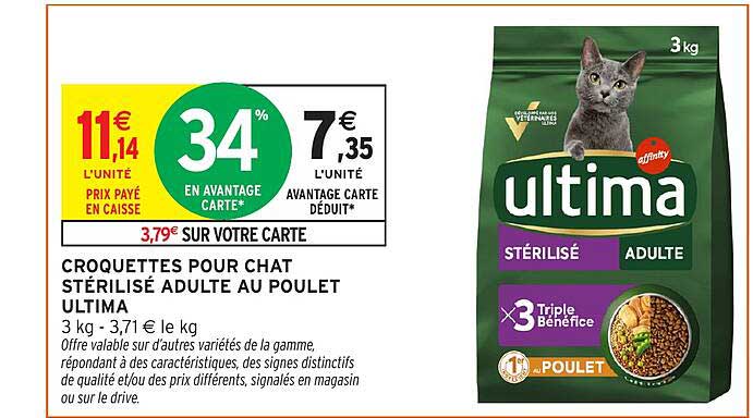 CROQUETTES POUR CHAT STÉRILISÉ ADULTE AU POULET ULTIMA