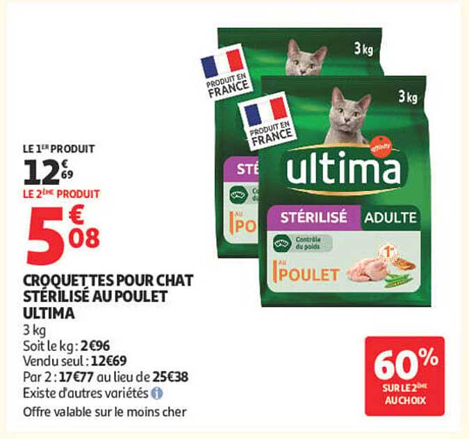 CROQUETTES POUR CHAT STÉRILISÉ AU POULET ULTIMA