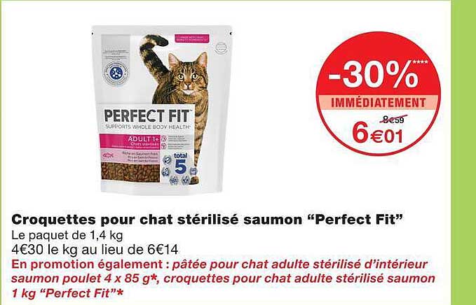 Croquettes pour chat stérilisé saumon “Perfect Fit”