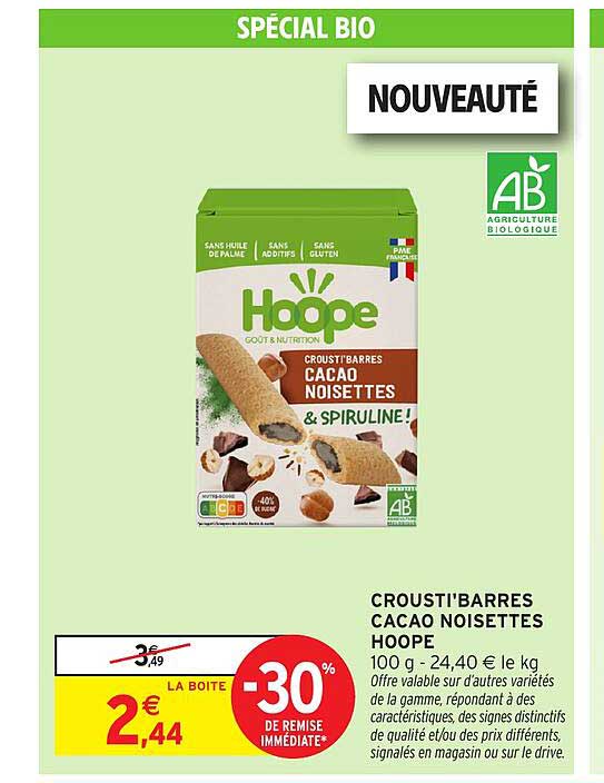 CROUSTI'BARRES CACAO NOISETTES HOOPÉ