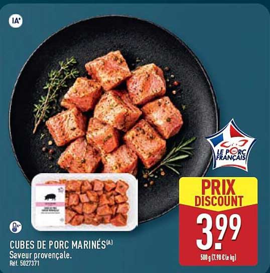 CUBES DE PORC MARINÉS Saveur provençale. Réf. 502731