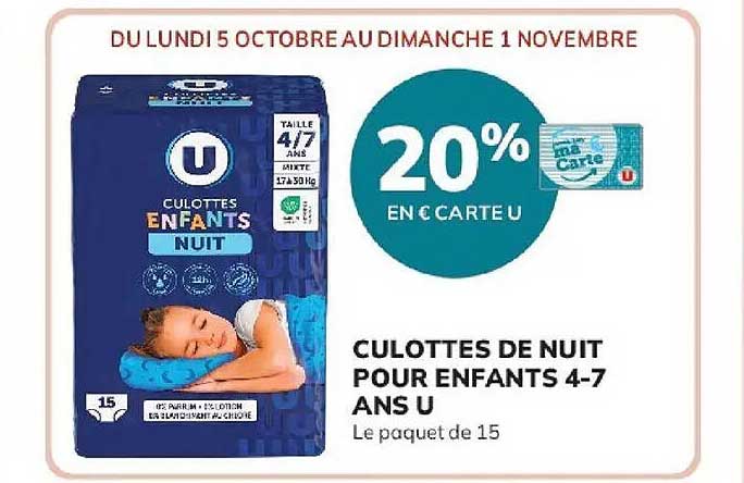 CULOTTES DE NUIT POUR ENFANTS 4-7 ANS U