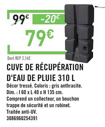 CUVE DE RÉCUPÉRATION D'EAU DE PLUIE 310 L