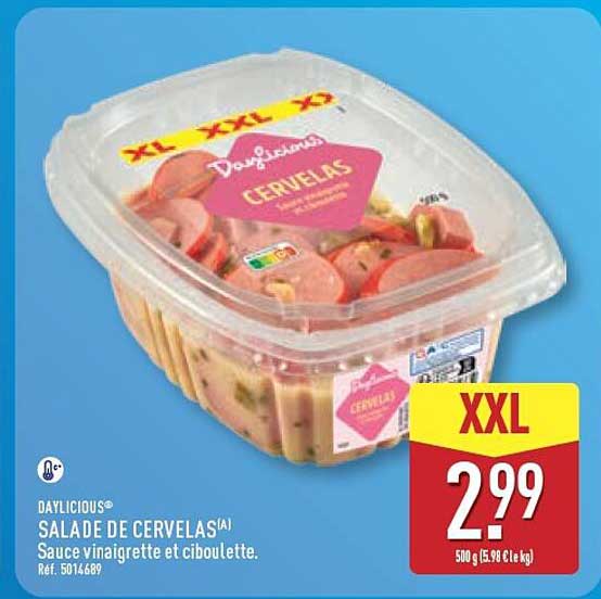 DAYLICIOUS® SALADE DE CERVELAS(A) Sauce vinaigrette et ciboulette. Réf. 5014689