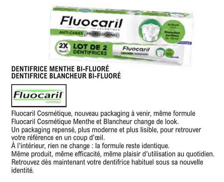 DENTIFRICE MENTHE BI-FLUORÉ DENTIFRICE BLANCHEUR BI-FLUORÉ